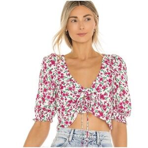 For Love & Lemons Petal Floral Crop Blouse Size‎ S Cropped Top